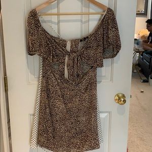 BNWT Leopard Print Front Tie Mini Dress